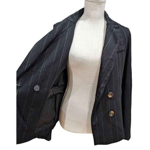 LIKE NEW Heartloom Women's Black Pinstripe Double Breasted Blazer Size M - Picture 7 of 12